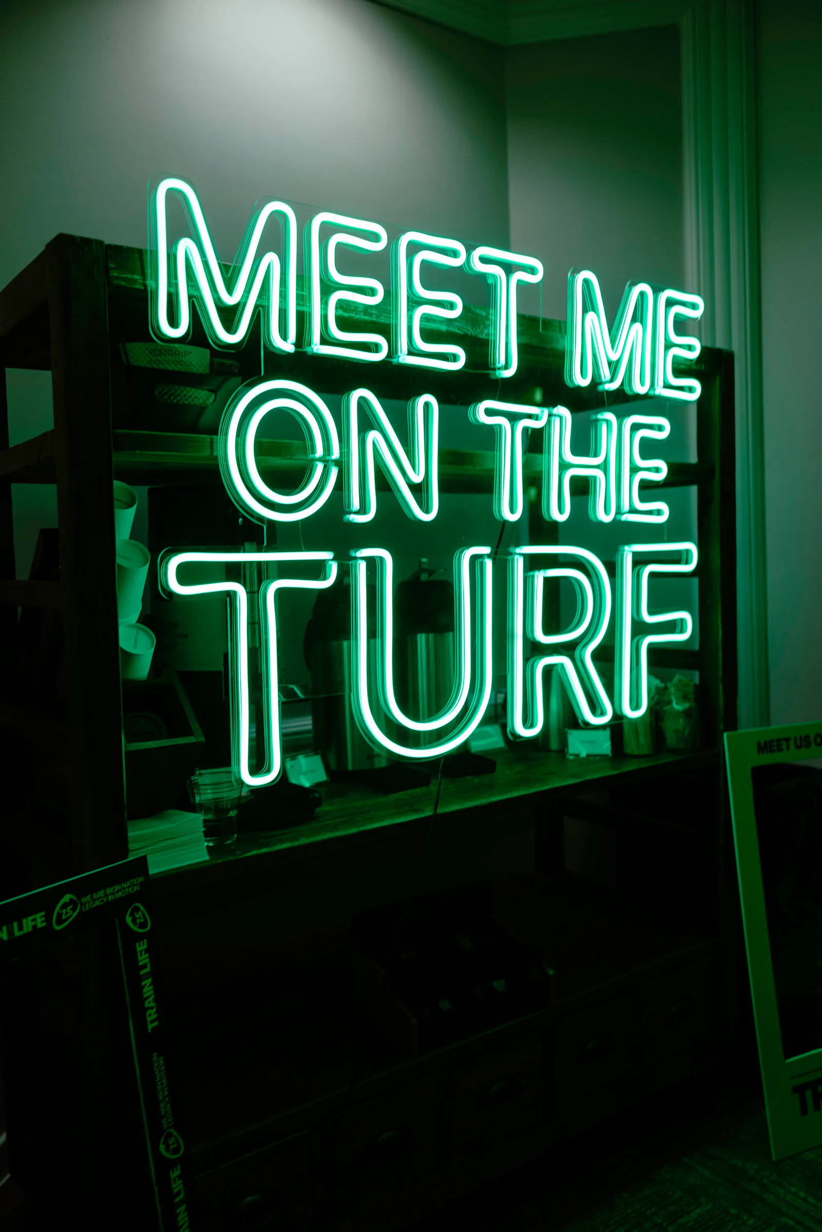 Green On the Turf neon sign